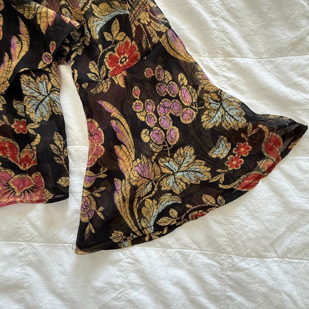 Belle + Sky Floral Sheer Blouse | Size M | Romantic Botanical Print Vintage Top - Picture 5 of 13